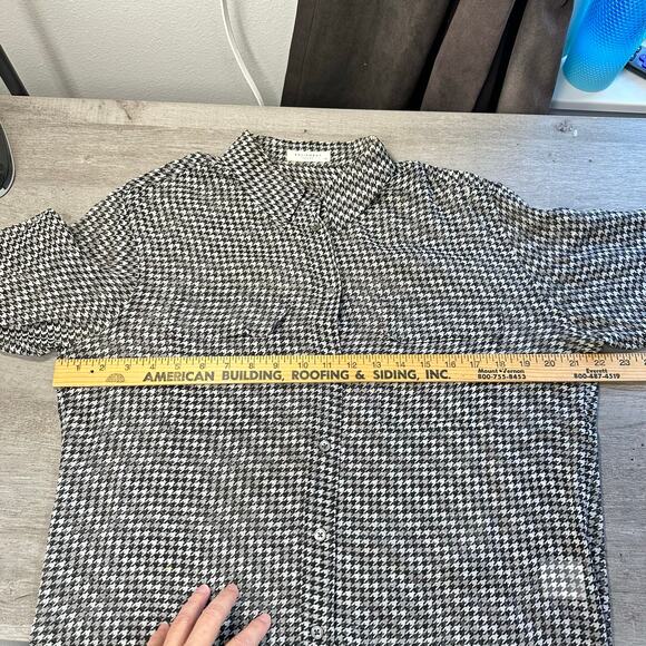 EQUIPMENT Signature Silk Chiffon Shirt Blouse in Houndstooth Print Size M - Picture 6 of 8